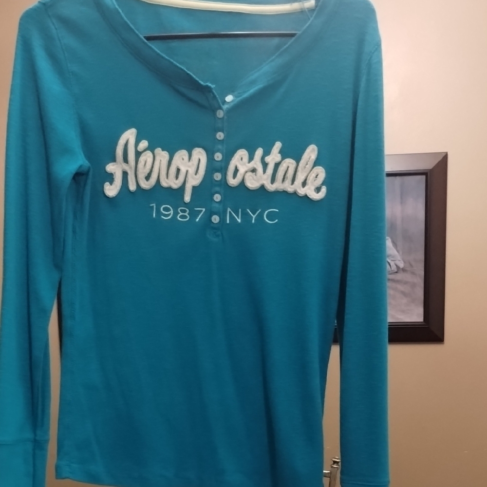 Aeropostale Teal Long Sleeve Shirt